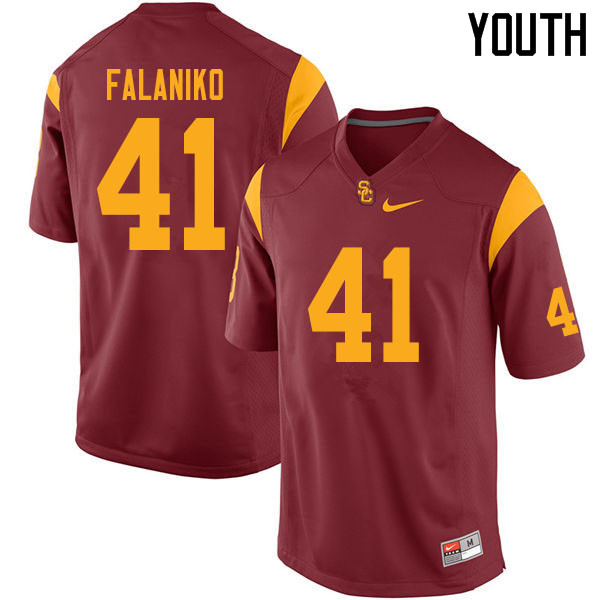 Youth #41 Juliano Falaniko USC Trojans College Football Jerseys Sale-Cardinal